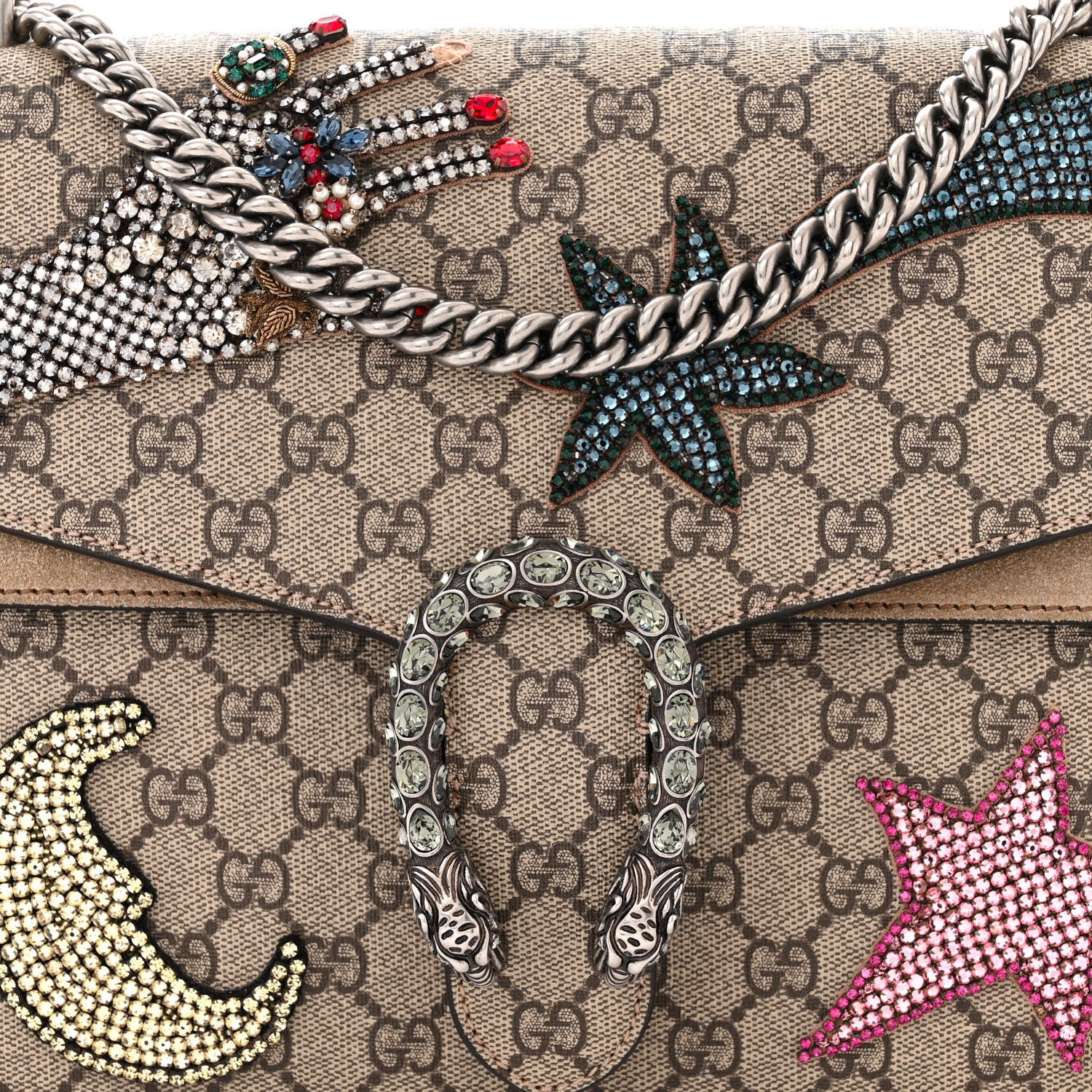 Gucci GG Supreme Monogram Shooting Star Embroidered Medium Dionysus Shoulder Bag Beige 8 of 13