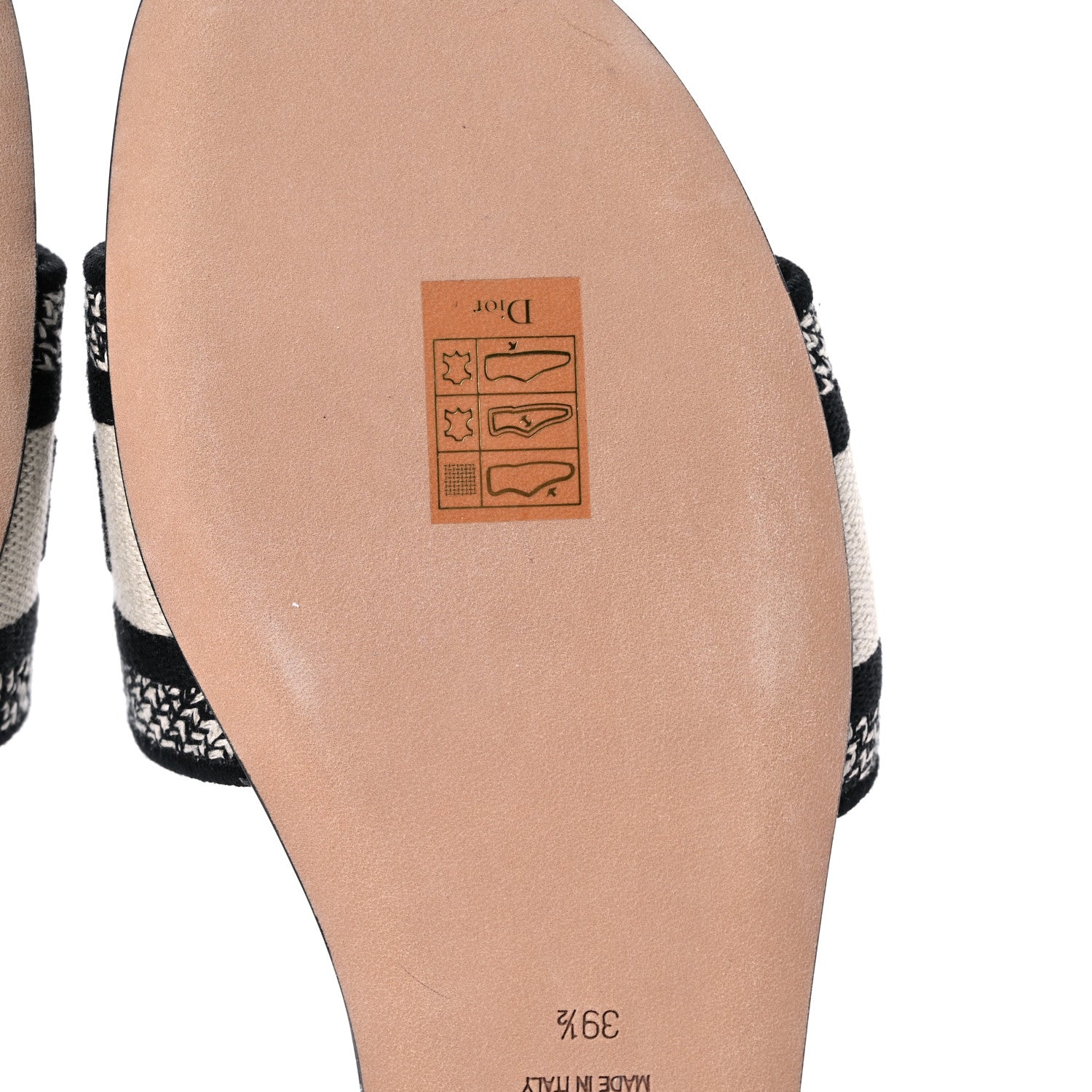 Christian Dior Canvas Around the World Embroidered Dway Flat Slide Sandals 39.5 Black 7 of 9