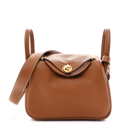 Hermes Taurillon Clemence Mini Lindy 20 Gold 1 of 9