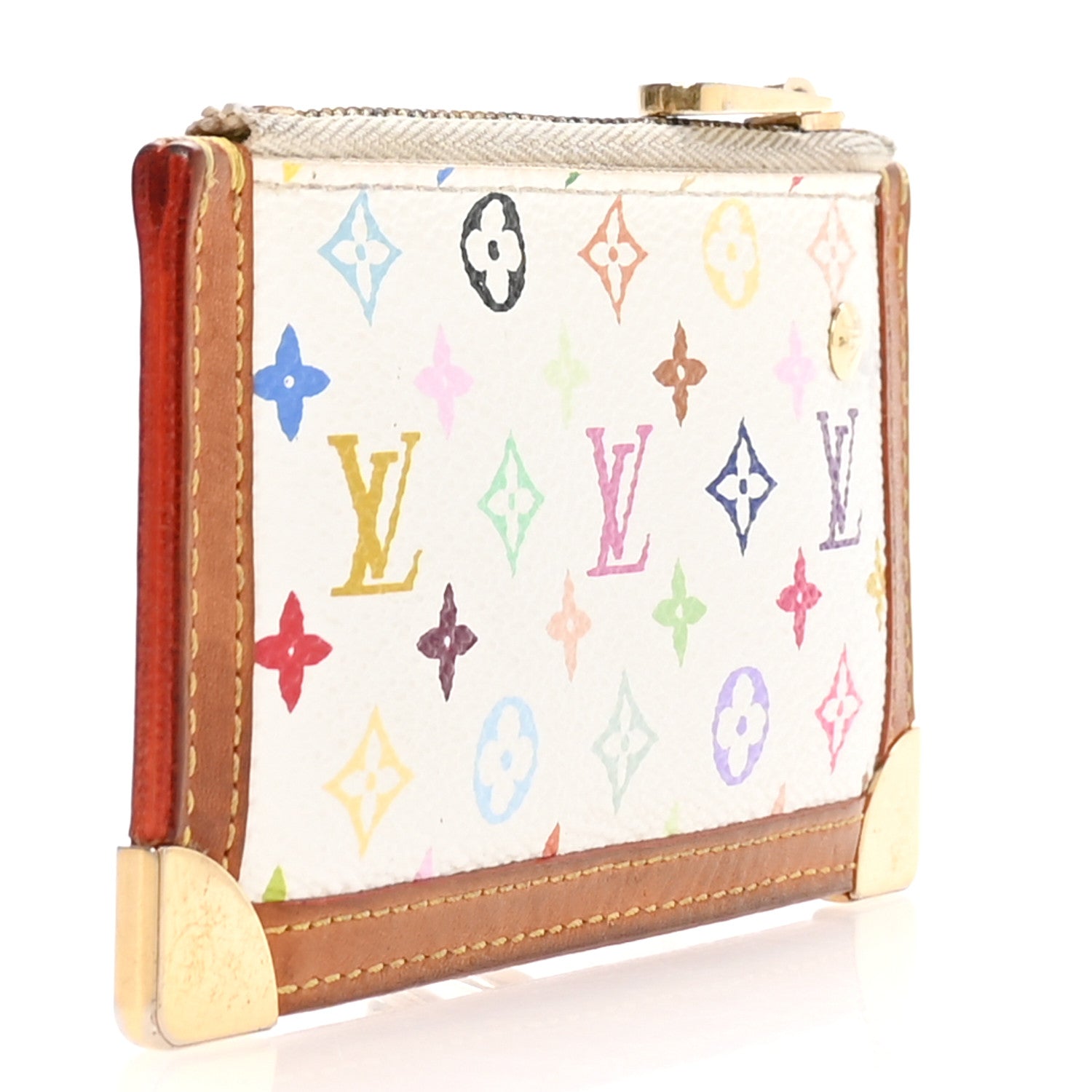 Louis Vuitton Monogram Multicolor Key Pouch White 3 of 7