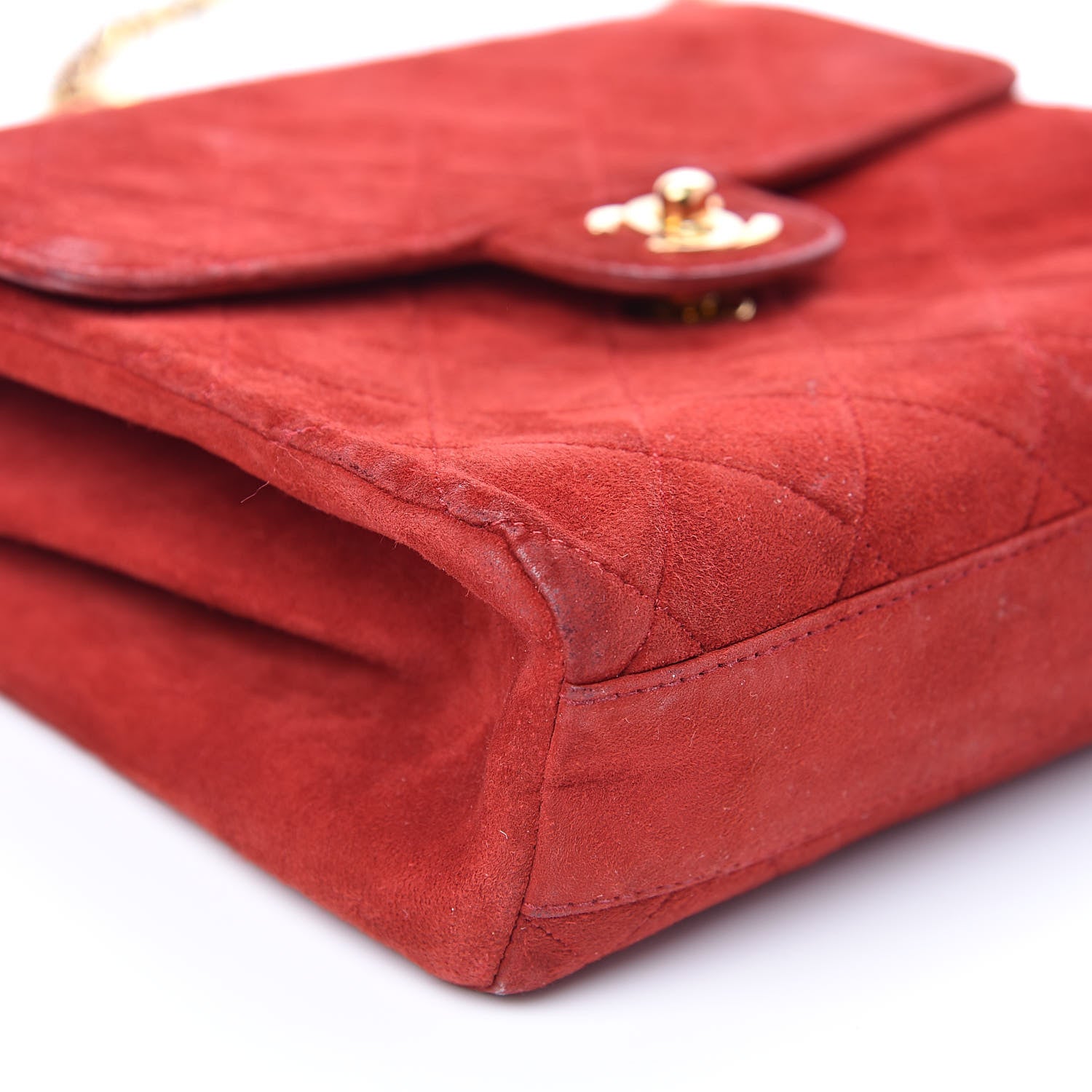Chanel Suede Quilted Mini Square Flap Red 9 of 17