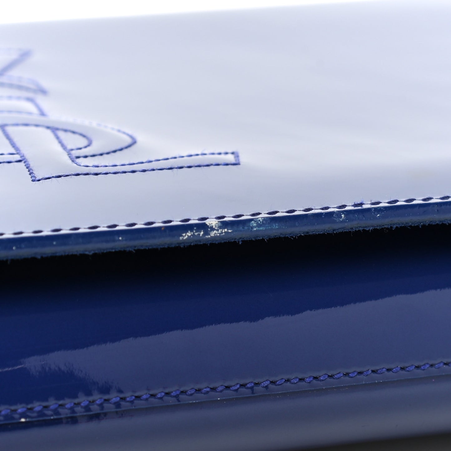 Patent Calfskin Monogram Large Belle De Jour Clutch Royal Blue
