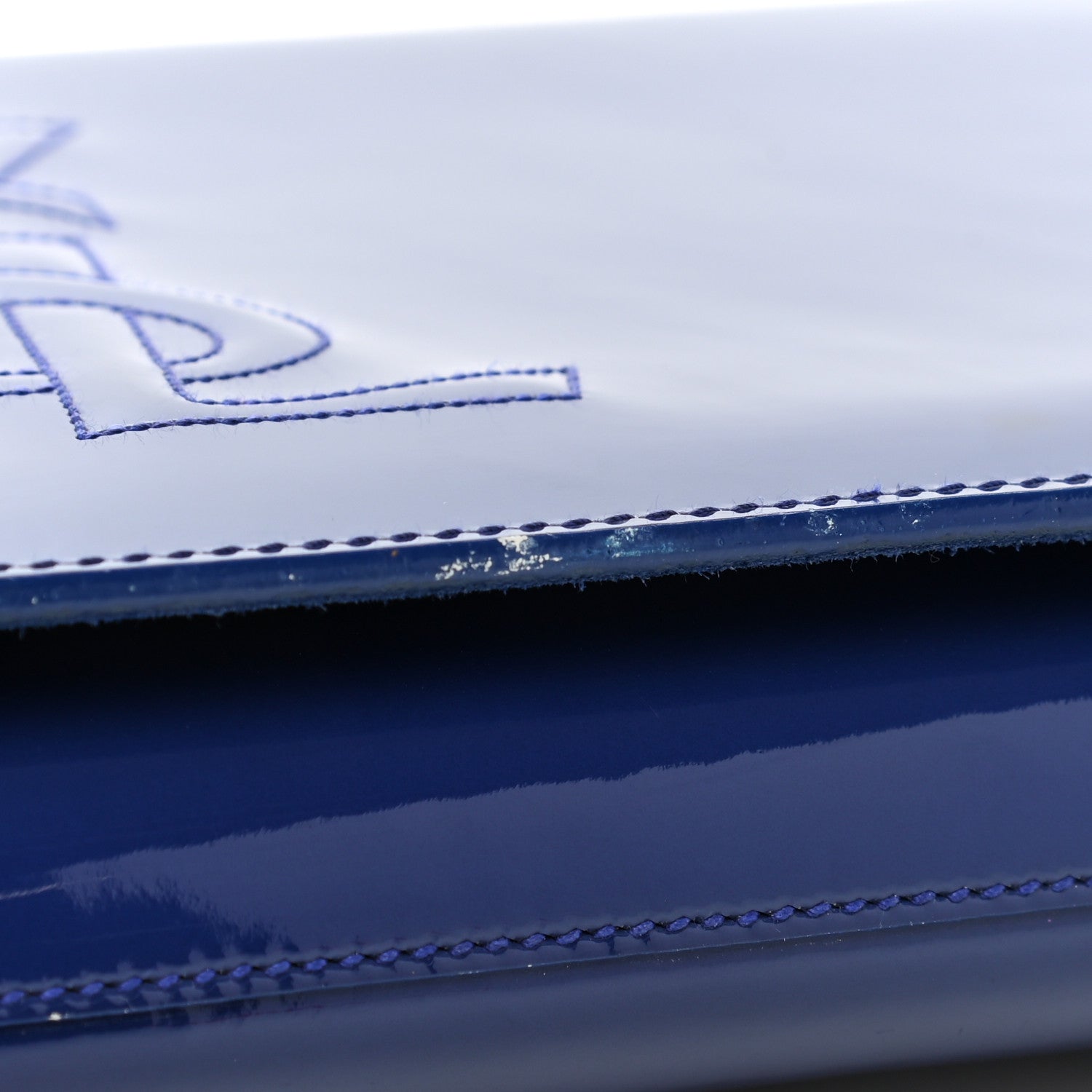 Saint Laurent Patent Calfskin Monogram Large Belle De Jour Clutch Royal Blue 7 of 10
