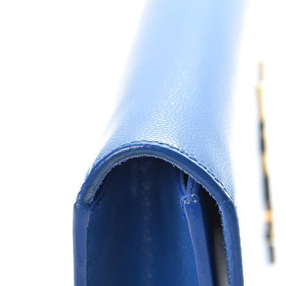 Saint Laurent Patent Grain De Poudre Classic Monogram Cassandre Clutch Blue 8 of 10