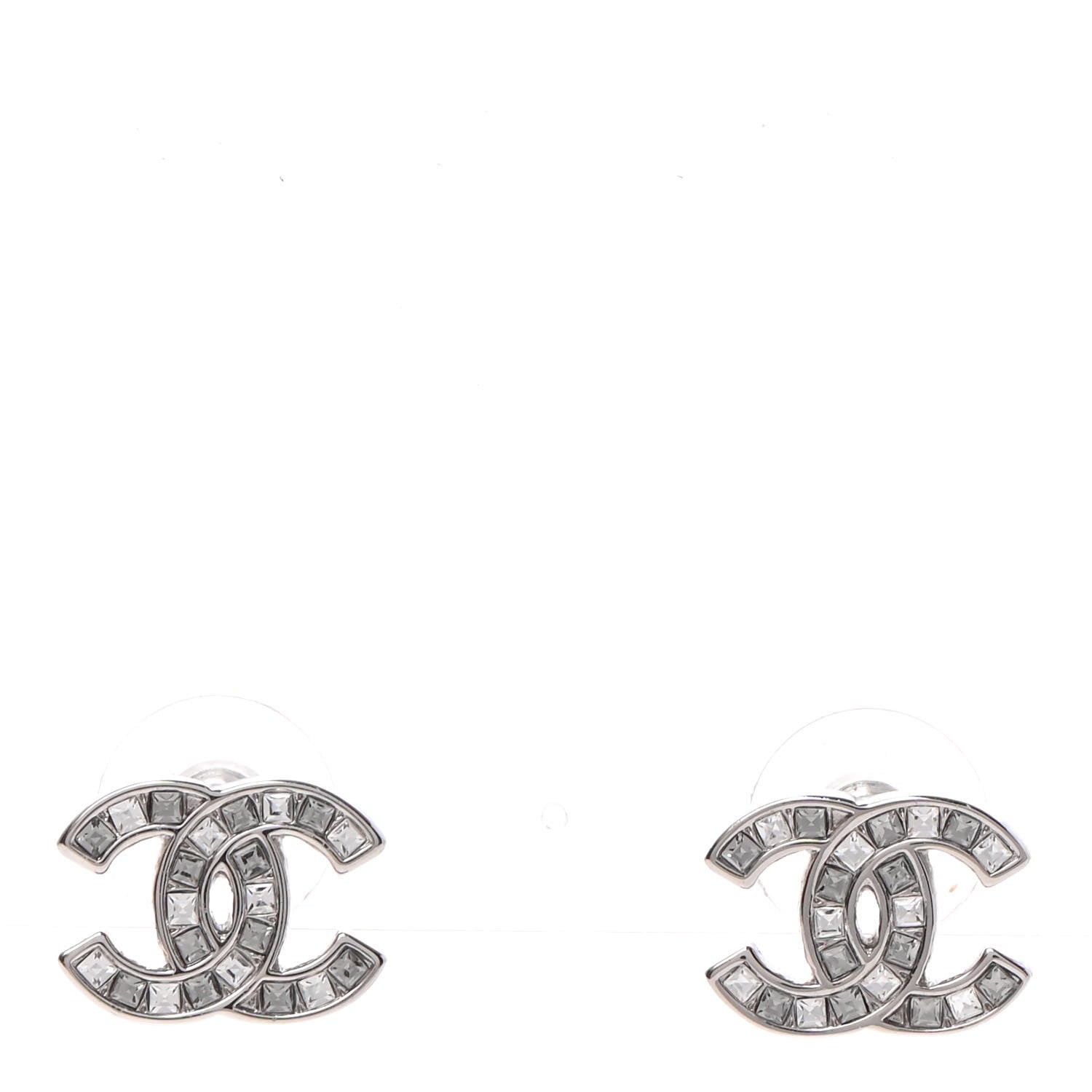 Chanel Crystal Mini Timeless CC Earrings Silver 1 of 4