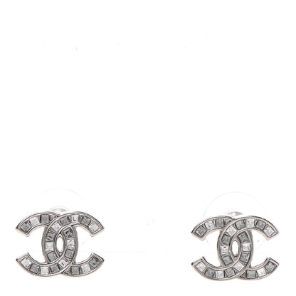 Chanel Crystal Mini Timeless CC Earrings Silver 1 of 4