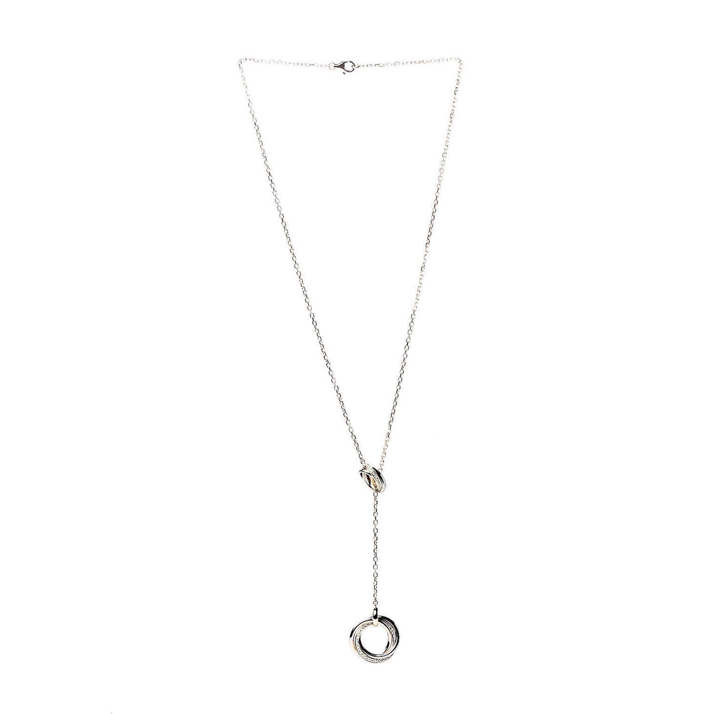 18K Pink Yellow White Gold Diamond Trinity Lariat Necklace