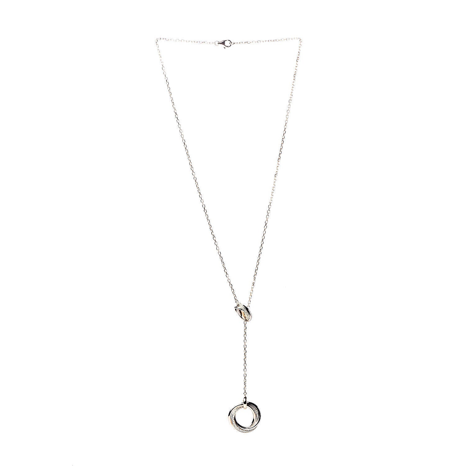Cartier 18K Pink Yellow White Gold Diamond Trinity Lariat Necklace 3 of 5