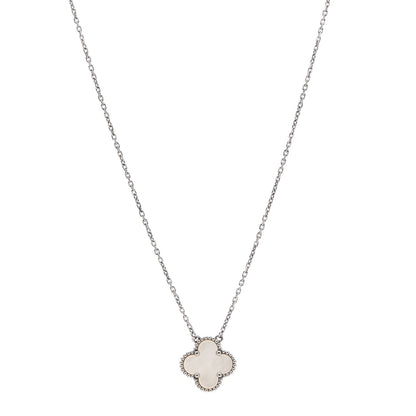 Van Cleef & Arpels 18K White Gold Mother of Pearl Vintage Alhambra Pendant Necklace 1 of 6