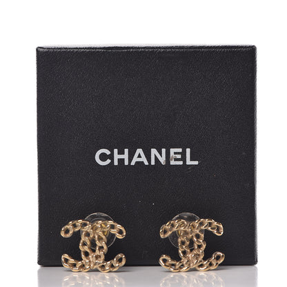 Chanel Metal Chain Link CC Earrings Gold 5 of 5