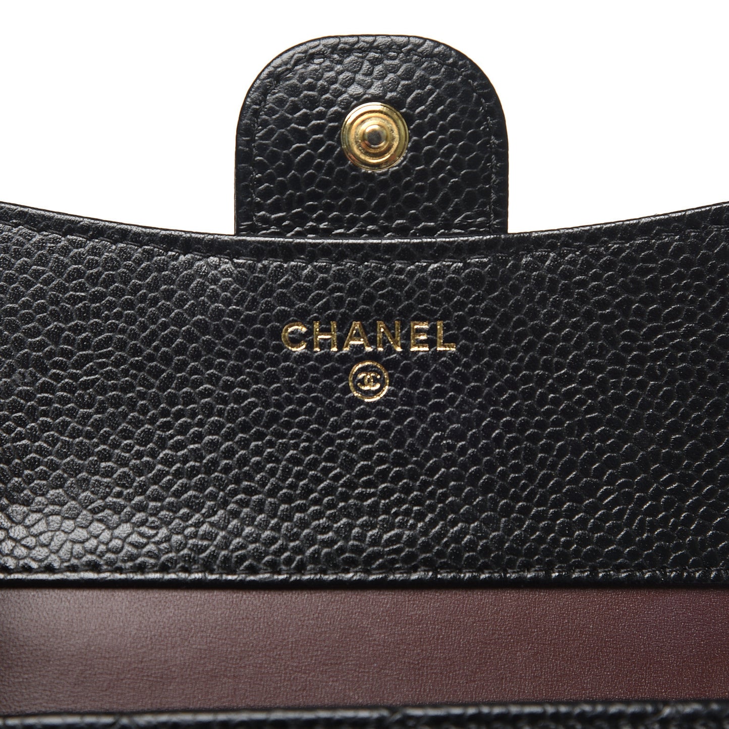 Caviar Quilted Compact Flap Wallet Black