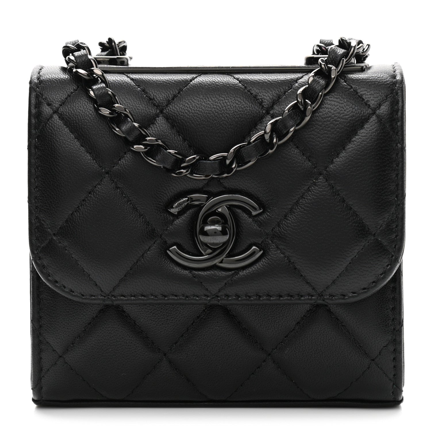 Chanel Lambskin Quilted Mini Trendy CC Chain Wallet So Black 1 of 12
