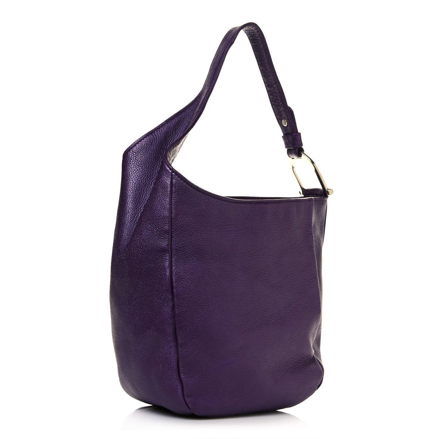 Pebbled Calfskin Shoulder Bag Purple