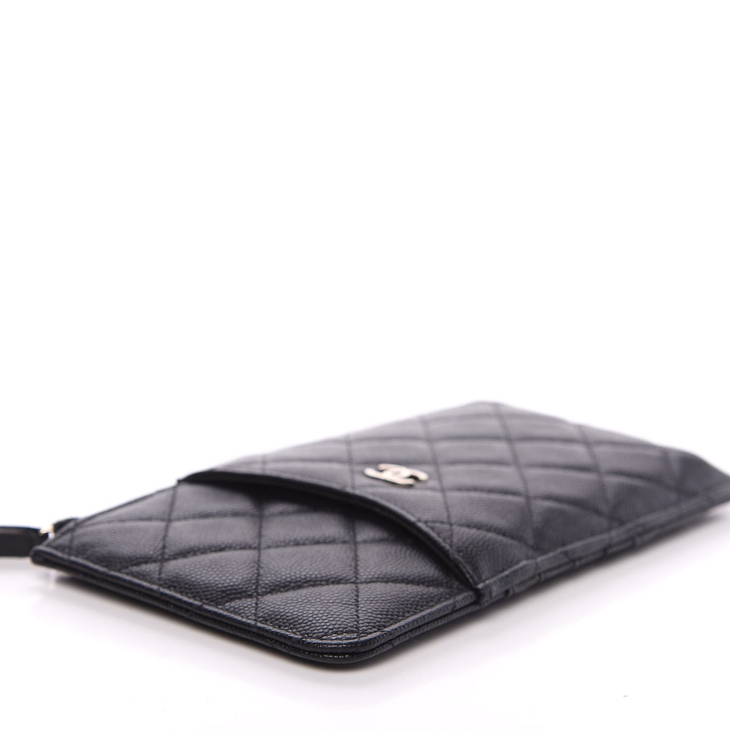Caviar Quilted Classic Flat Wallet Pouch Black