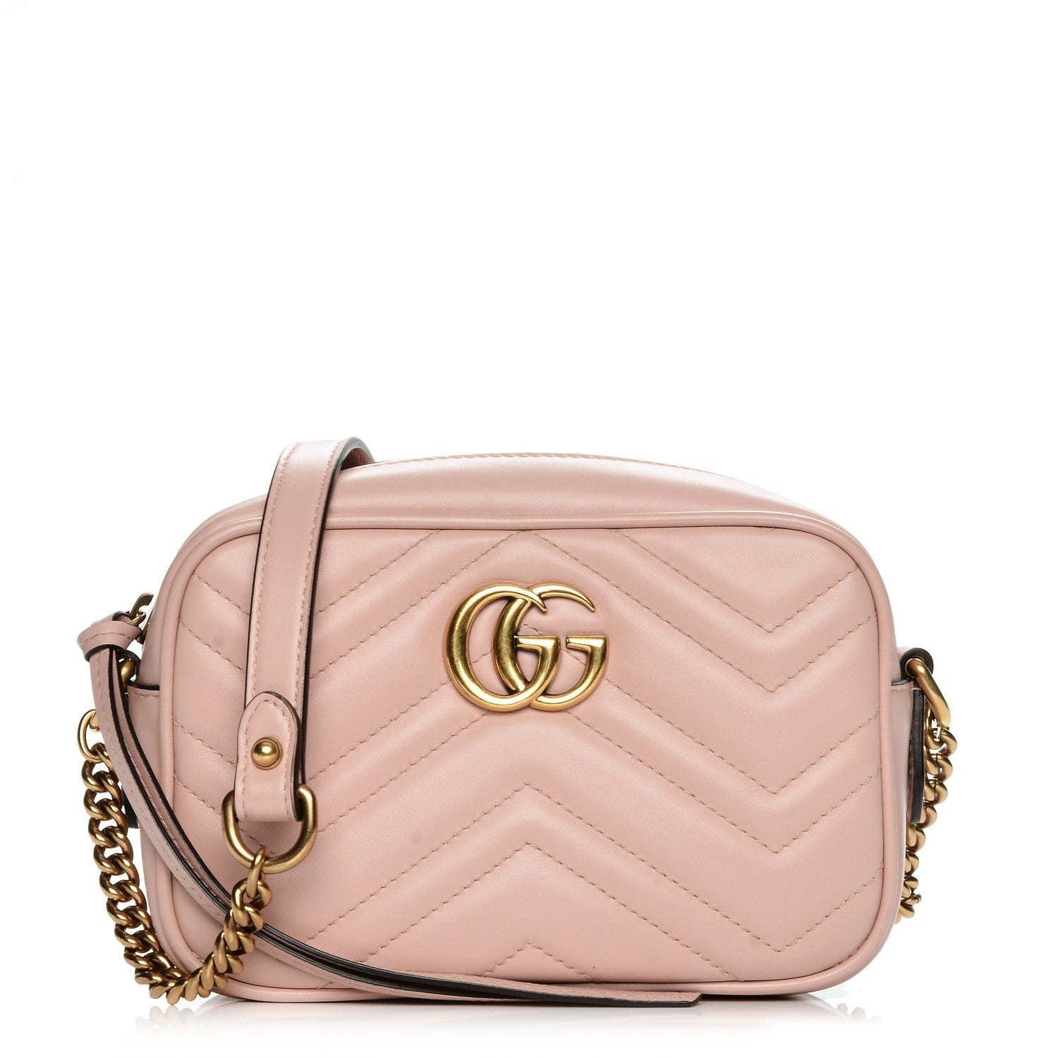 Gucci Calfskin Matelasse Mini GG Marmont Chain Shoulder Bag Perfect Pink 1 of 10