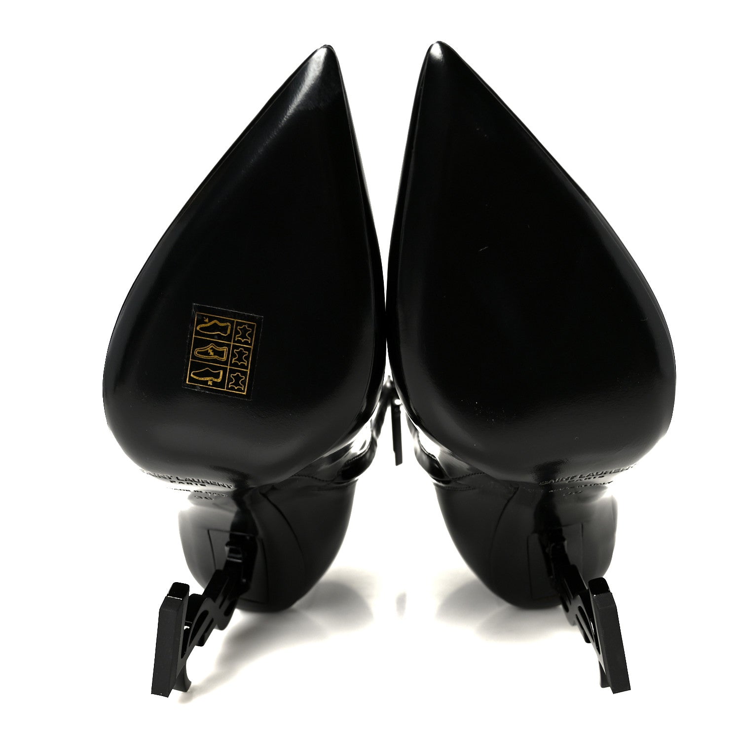 Saint Laurent Glazed Calfskin Opyum 110 Ankle Boots 36 Black 6 of 9
