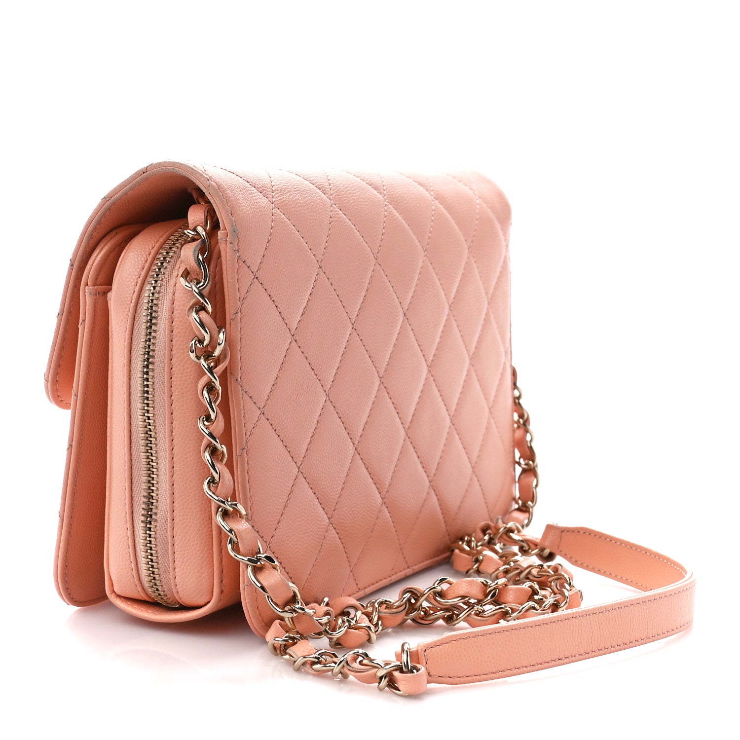 Chanel Caviar Quilted Large Like A Wallet Flap Coral 3 of 12
