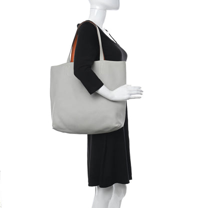 Hermes Taurillon Clemence Double Sens 36 Reversible Tote Gris Perle Orange 2 of 15