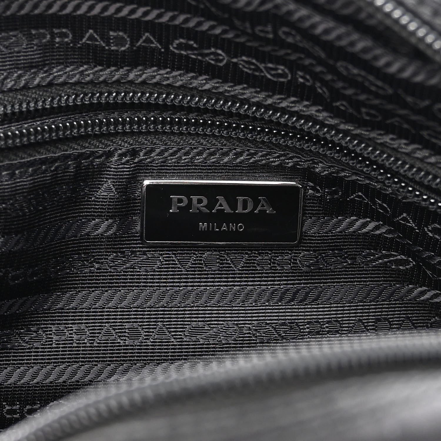 Prada Tessuto Nylon Studded New Vela Shoulder Bag Black Bianco 6 of 9