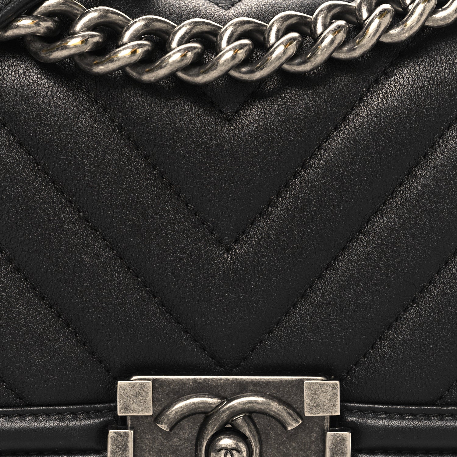 Chanel Calfskin Chevron Quilted Small Boy Flap Black 8 of 12