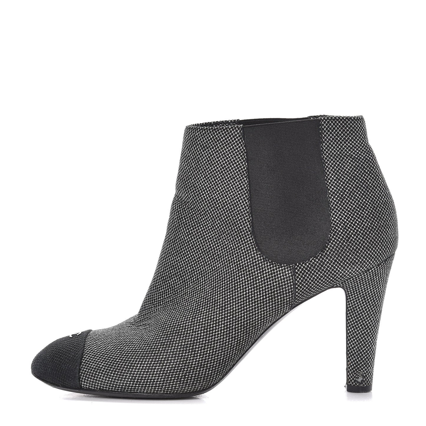 Mesh CC Cap Toe Ankle Boots 42 Argent Black