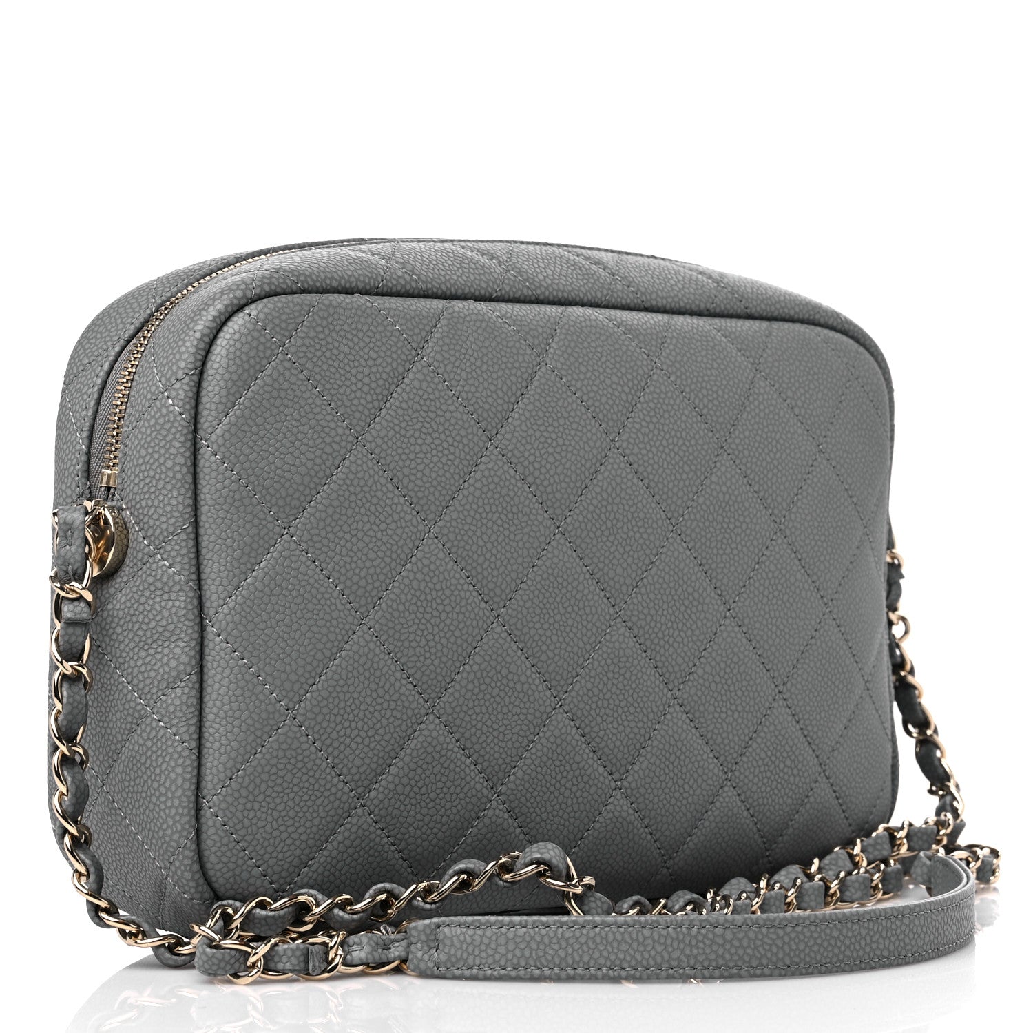Chanel Iridescent Caviar Flat Quilted Small Coco Tassel Camera Case Grey 3 of 10