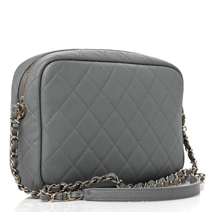 Chanel Iridescent Caviar Flat Quilted Small Coco Tassel Camera Case Grey 3 of 10