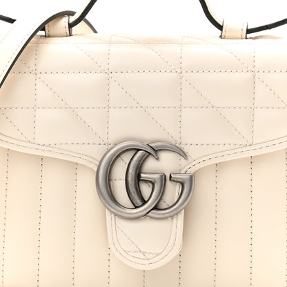 Gucci Calfskin Matelasse Aria Mini GG Marmont Top Handle Shoulder Bag Mystic White 7 of 10