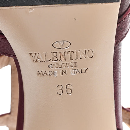 Valentino Garavani Pebbled Calfskin Rockstud Ankle Strap 65mm Pumps 36 Rubino 7 of 9