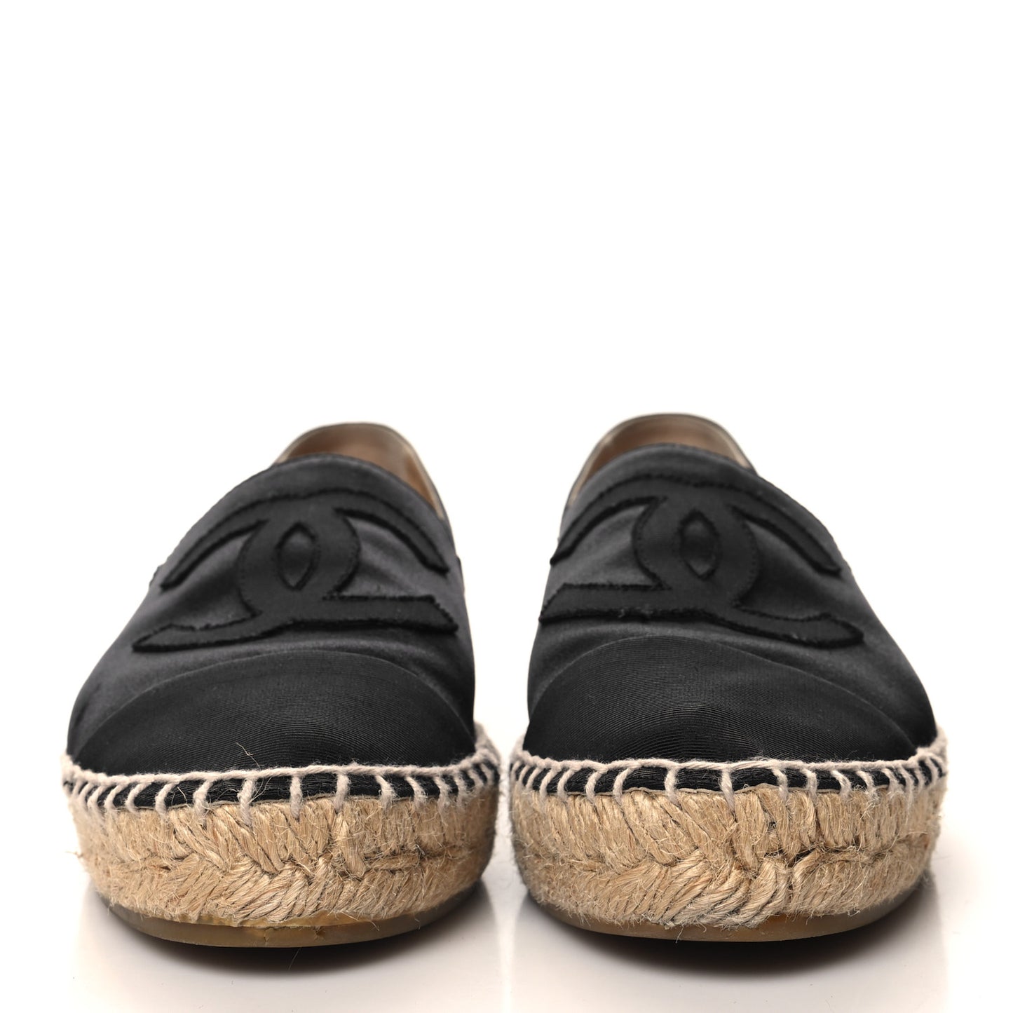 Satin Grosgrain CC Espadrilles 37 Black