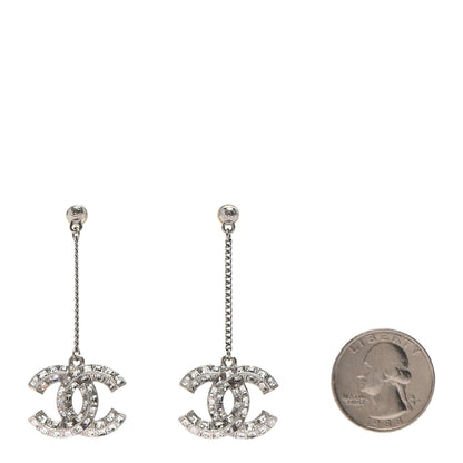 Chanel Baguette Crystal CC Drop Earrings Silver 2 of 4
