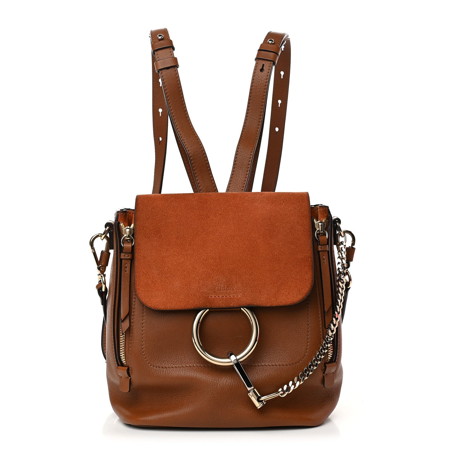 Chloe Suede Calfskin Small Faye Backpack Tan 1 of 13