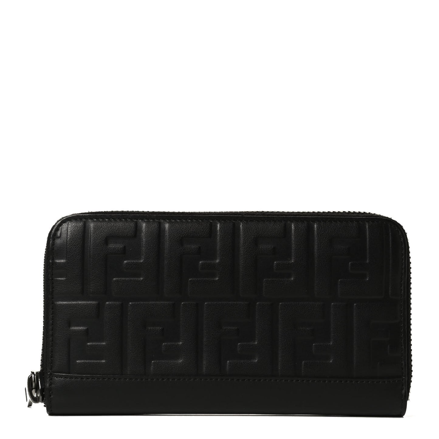 Vitello Grace FF 1974 Embossed Zip Around Wallet Black