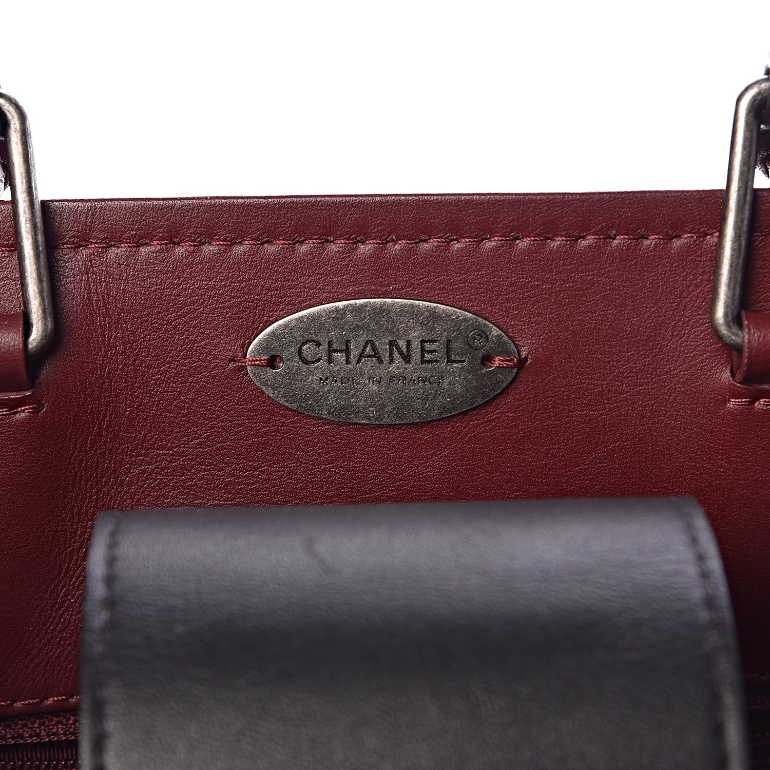 Chanel Bullskin Stitched Bi-Color Large Shopping Tote Black 6 of 10