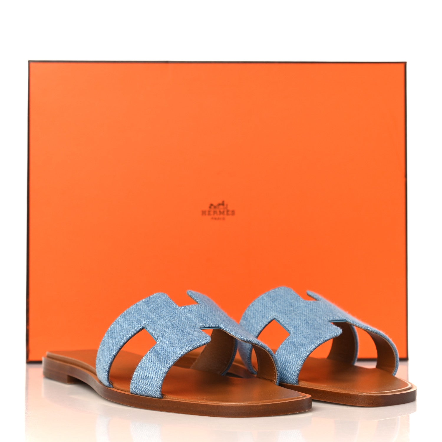 Hermes Denim Canvas Oran Sandals 36.5 Bleu Clair 9 of 9