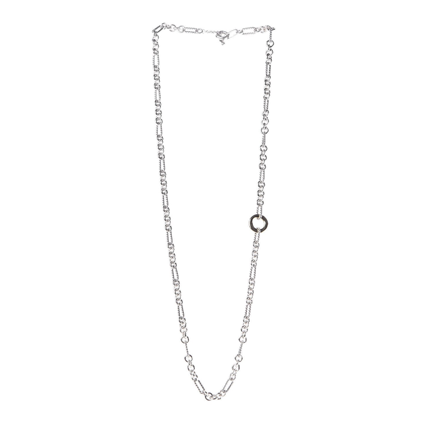 Sterling Silver 18K Yellow Gold Figaro Chain Link Necklace