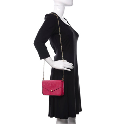 Louis Vuitton Vernis Felicie Pochette Chain Wallet Rose Indien 2 of 11