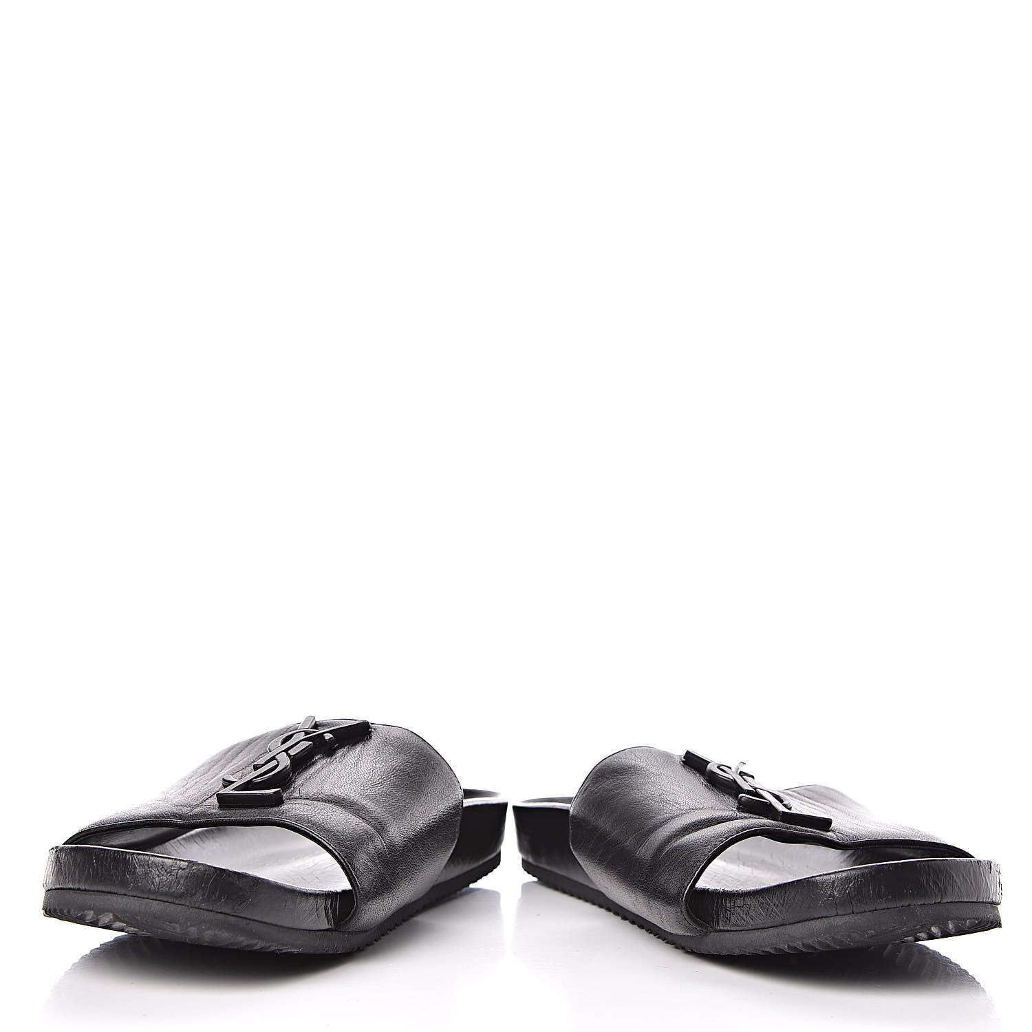 Saint Laurent Lambskin Joan Slide Sandals 39 Black 6 of 14