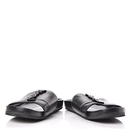 Saint Laurent Lambskin Joan Slide Sandals 39 Black 6 of 14