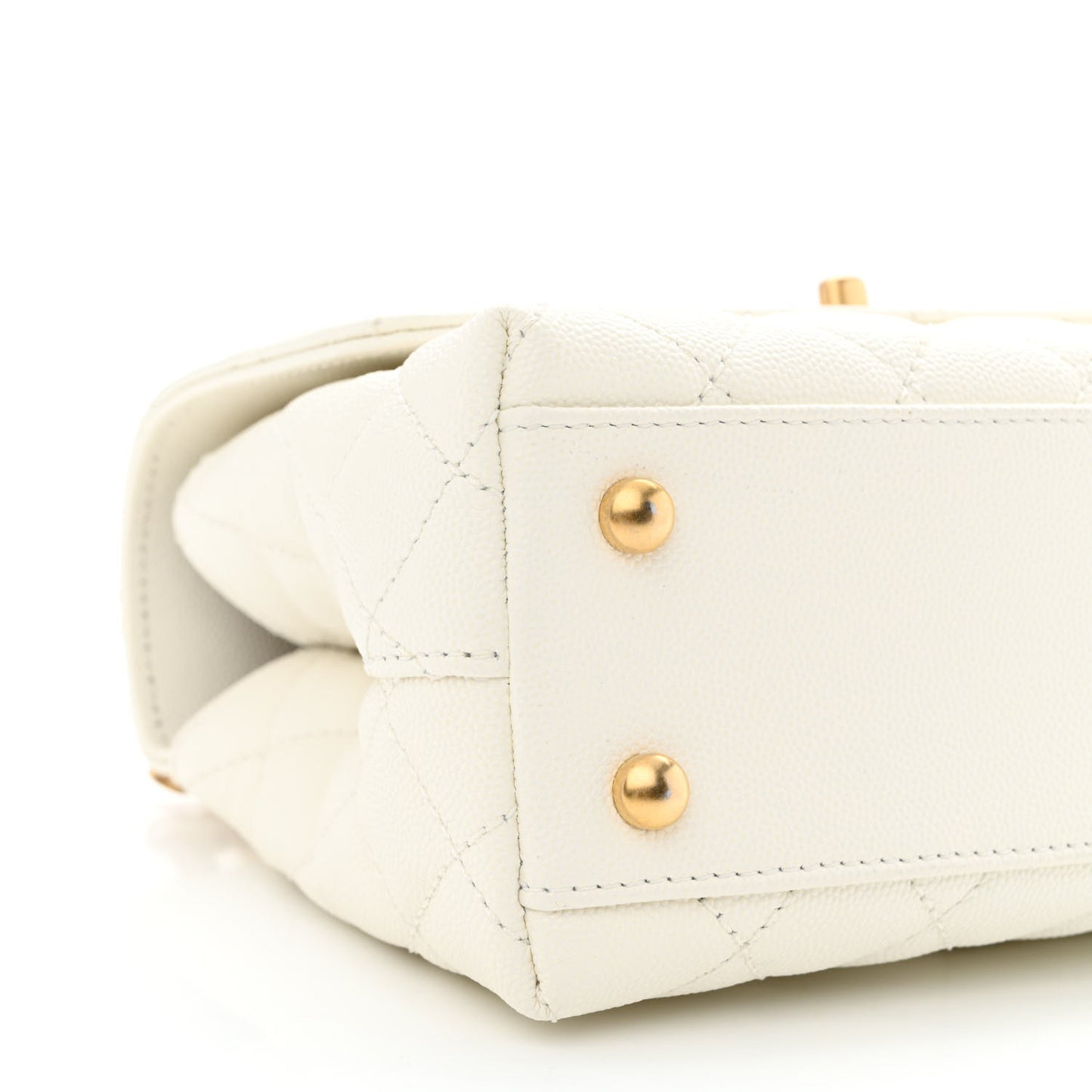 Caviar Quilted Mini Coco Chain Handle Flap White