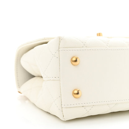 Chanel Caviar Quilted Mini Coco Chain Handle Flap White 9 of 11