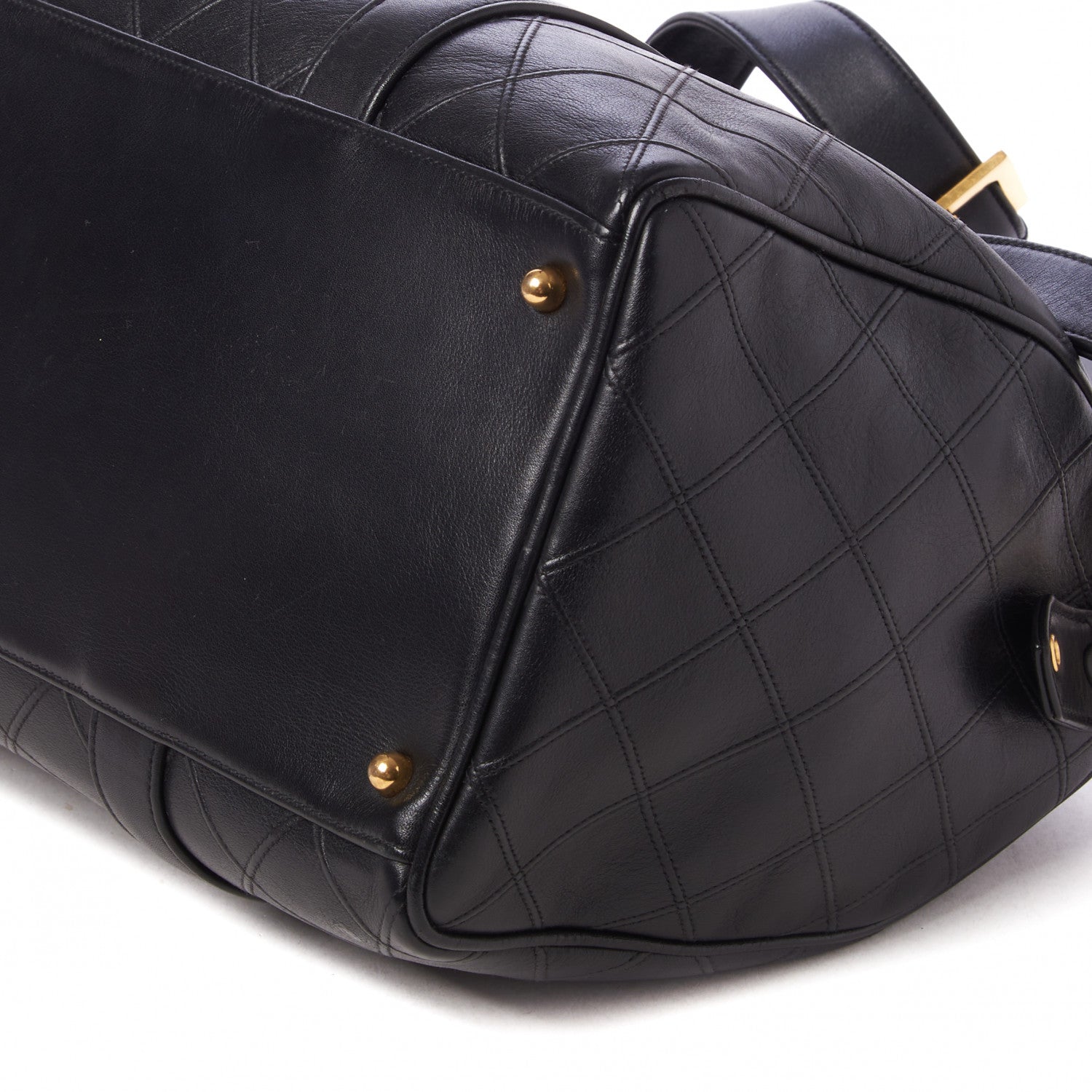 Chanel Calfskin Diamond Stitched Duffel Bag Black 4 of 11