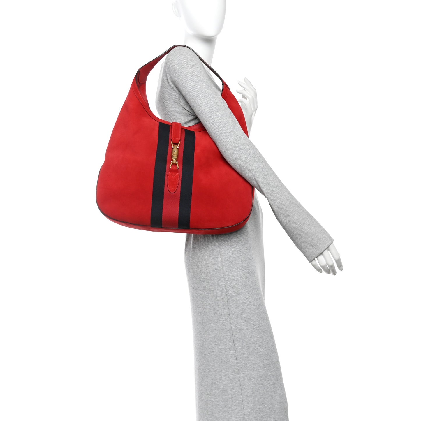 Soft Suede Web Large Jackie Hobo Red