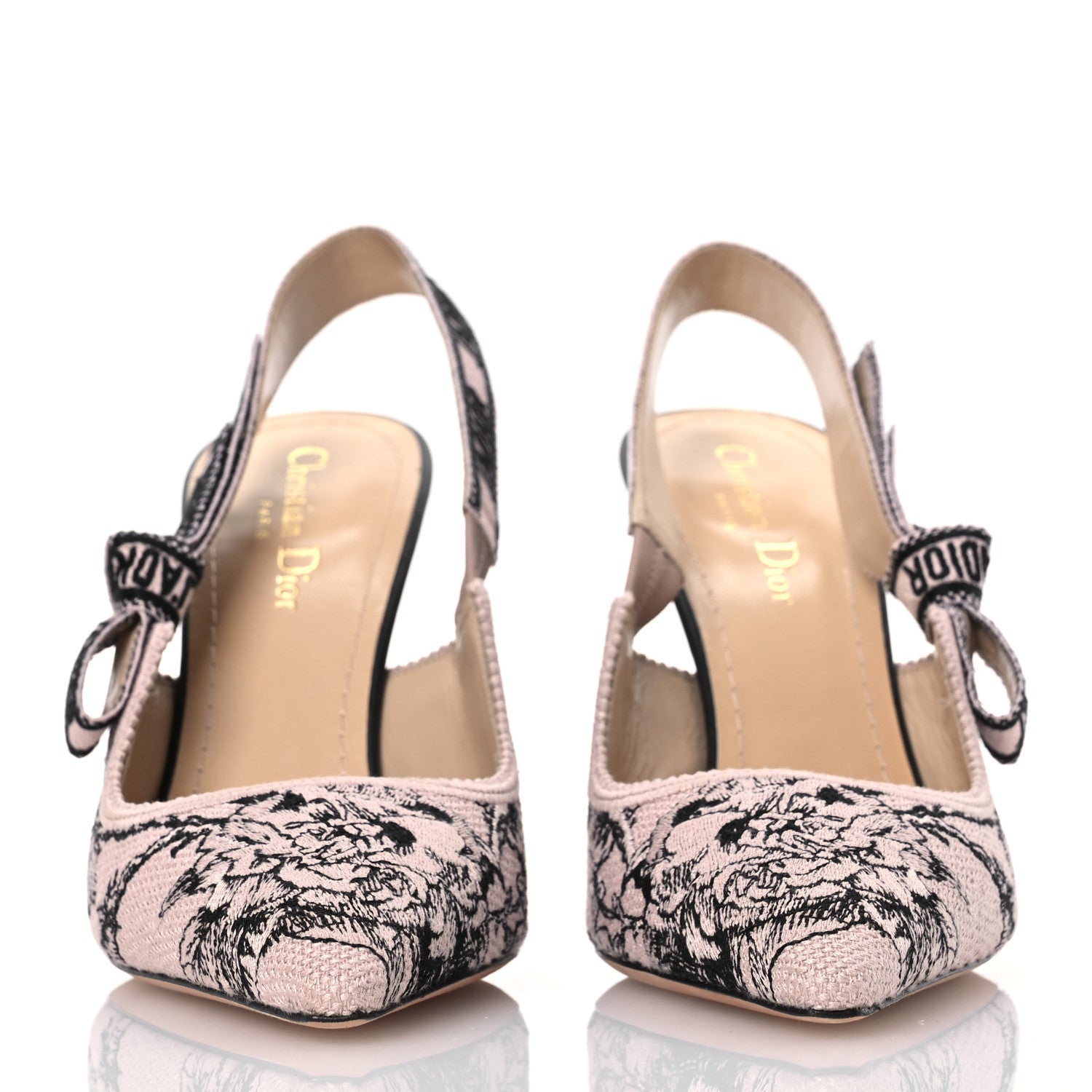 Christian Dior Canvas Embroidered Jardin Botanique J'Adoir Slingback 100mm Pumps 40 Black Nude 2 of 10