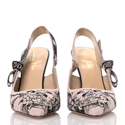 Christian Dior Canvas Embroidered Jardin Botanique J'Adoir Slingback 100mm Pumps 40 Black Nude 2 of 10