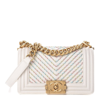 Chanel Calfskin Embroidered Small Boy Flap Ivory 1 of 13