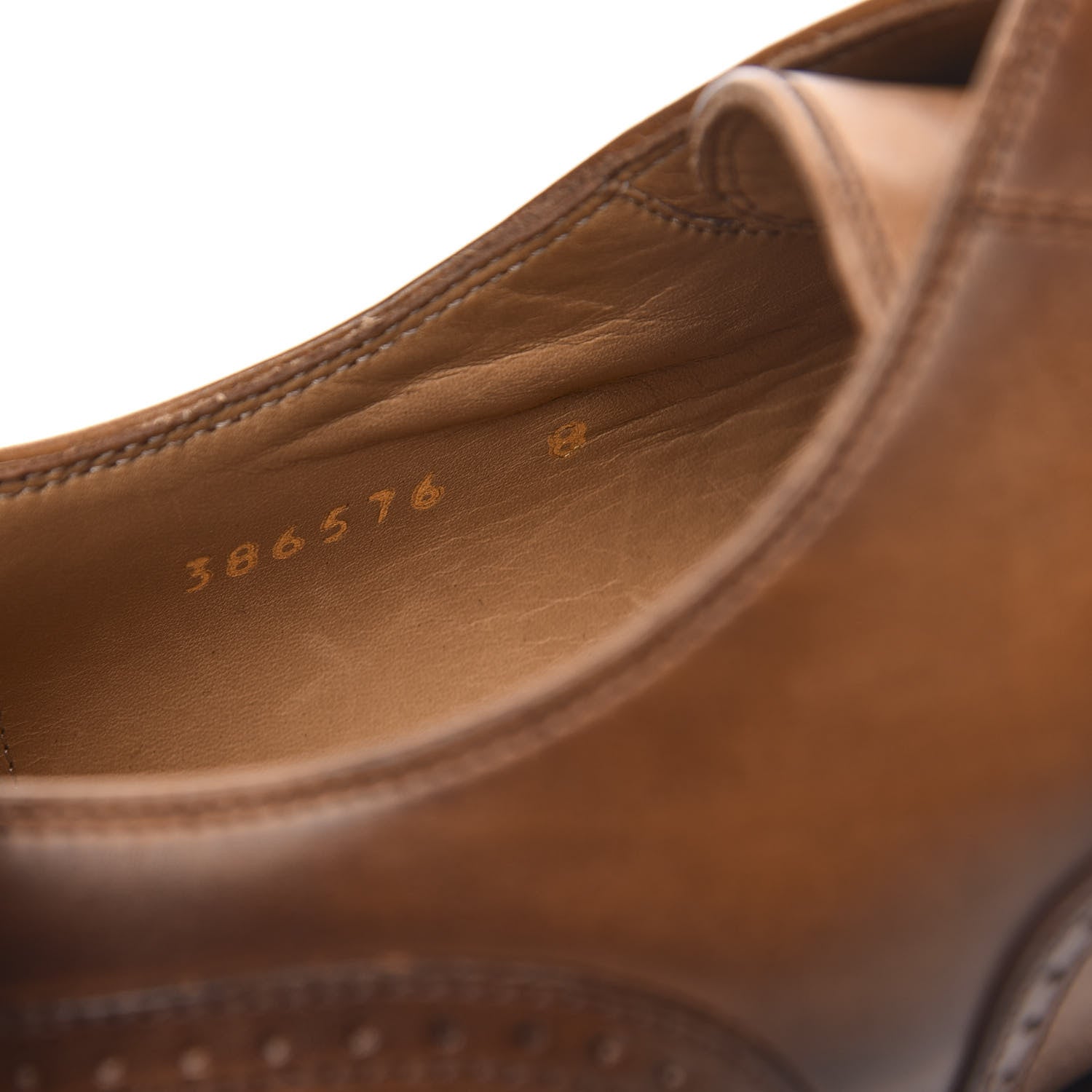Gucci Calfskin Mens Boss Whipstitch Oxfords 8 Brown 8 of 9