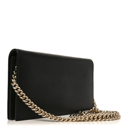 Gucci Textured Calfskin Medium Betty Chain Wallet Black 2 of 10
