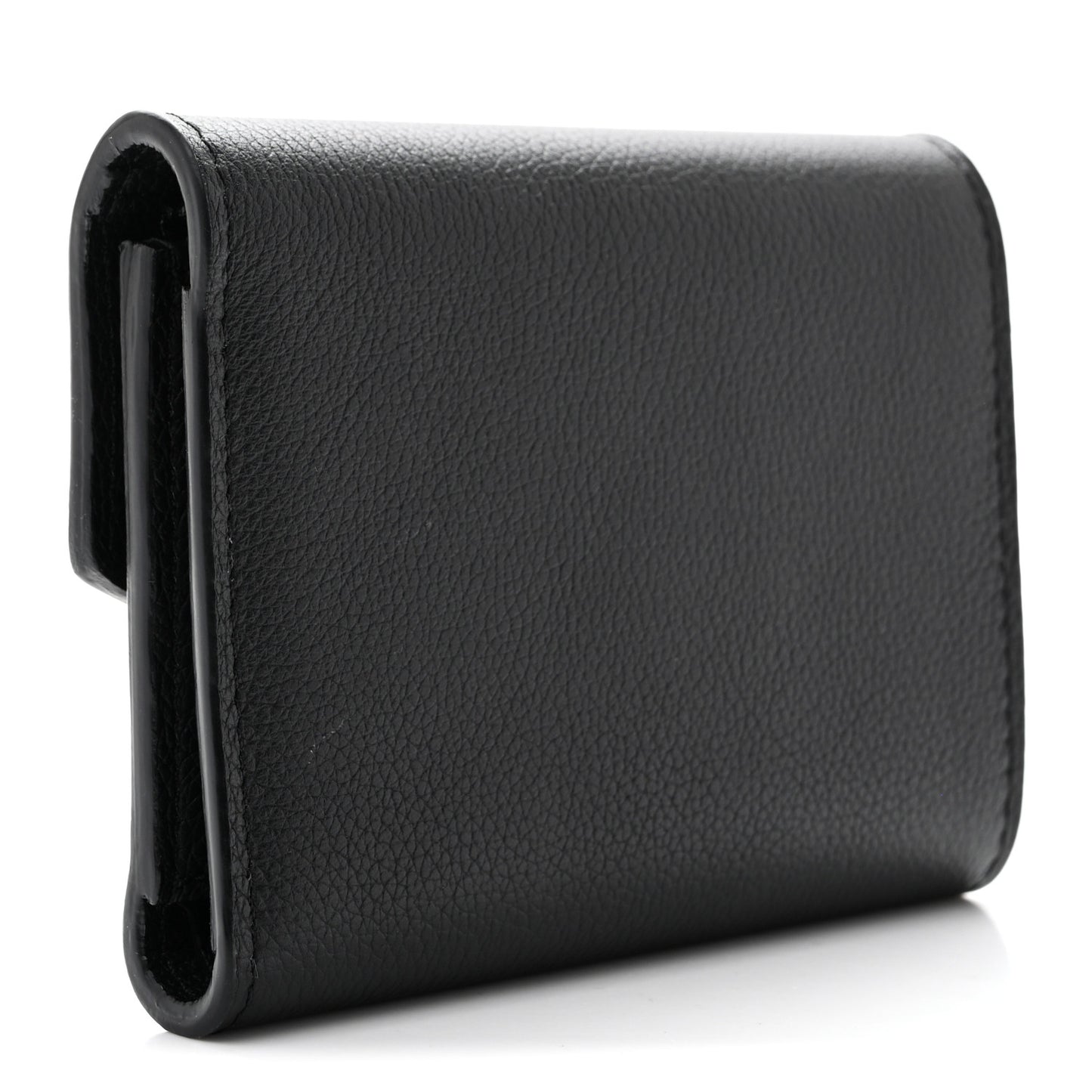 Soft Calfskin My Lockme Compact Wallet Black