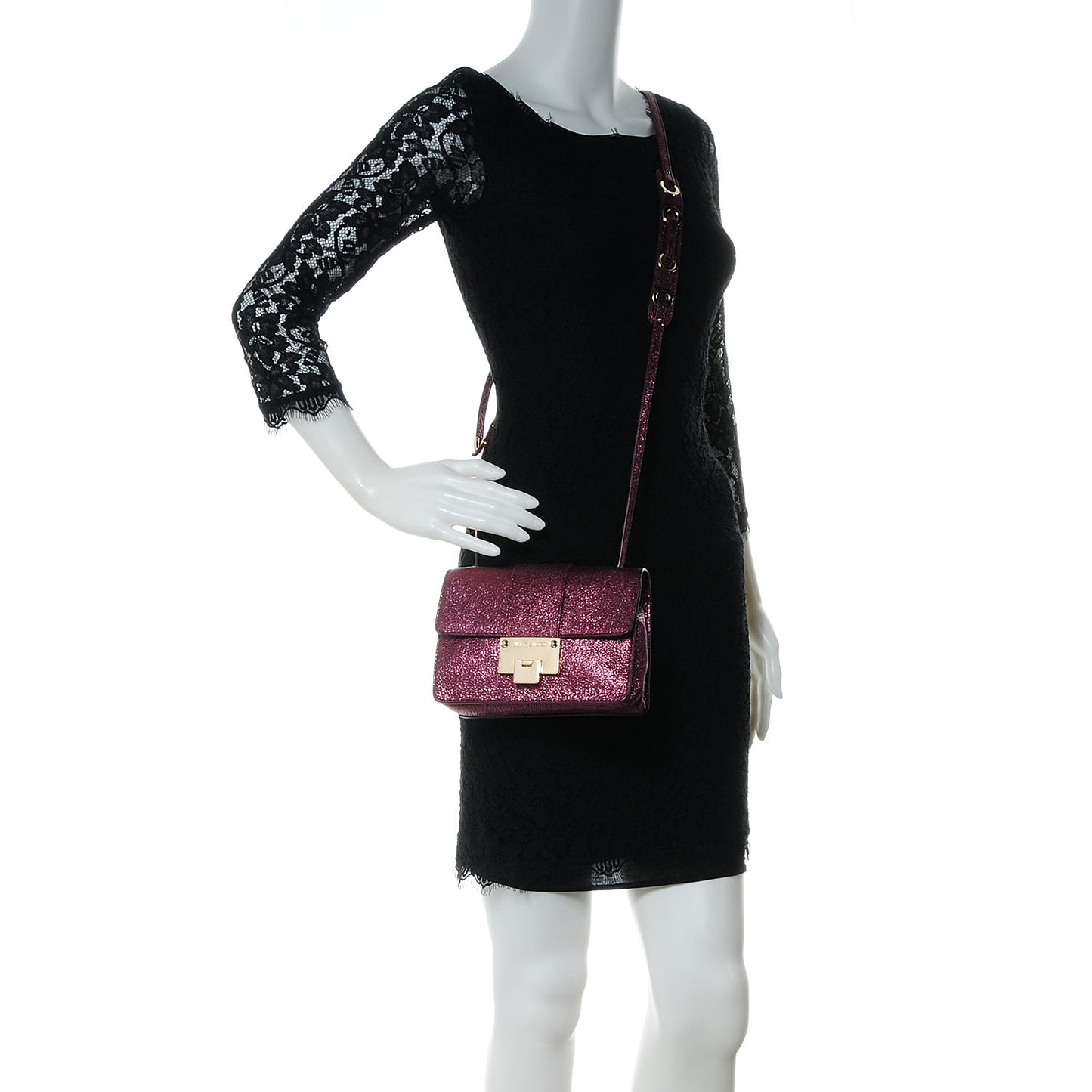 Glitter Calfskin Rebel Crossbody Plum